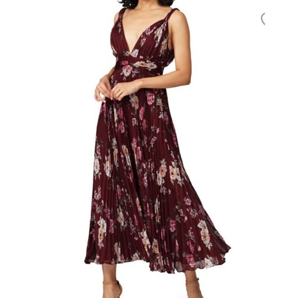 Jill Jill Stuart Zola Floral Pleated Midi Dress sz 10